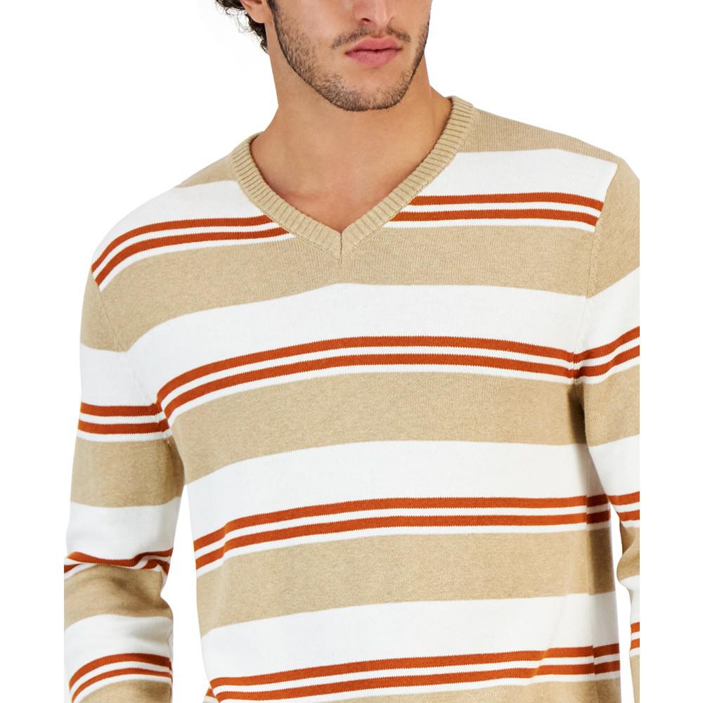 Men's Striped V-Neck Sweater, Created for Macy's商品第3张图片规格展示