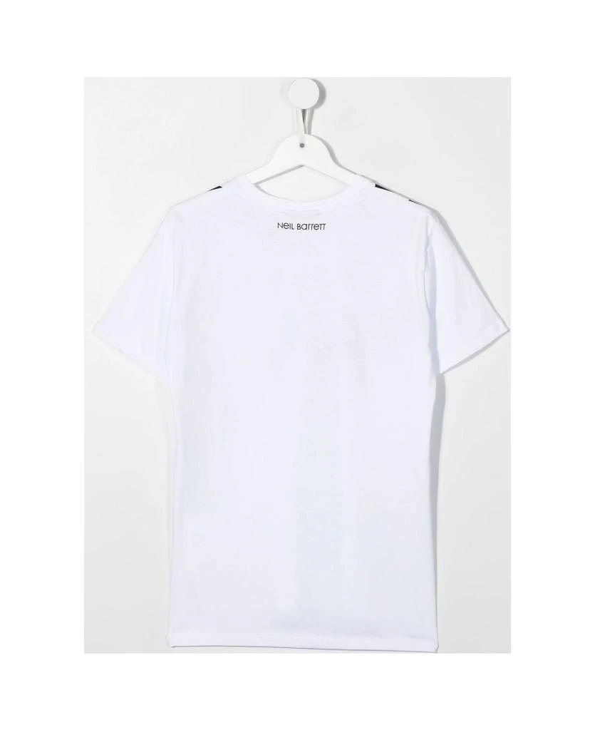 商品Neil Barrett|Kids White T-shirt With Front Black Fair-isle Thunderbolt Print,价格¥713,第2张图片详细描述