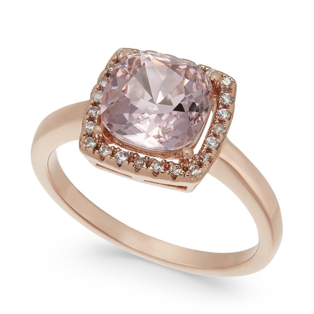 Pavé & Crystal Stone Square Halo 18K Rose Gold Plate, Created for Macy's商品第1张图片规格展示