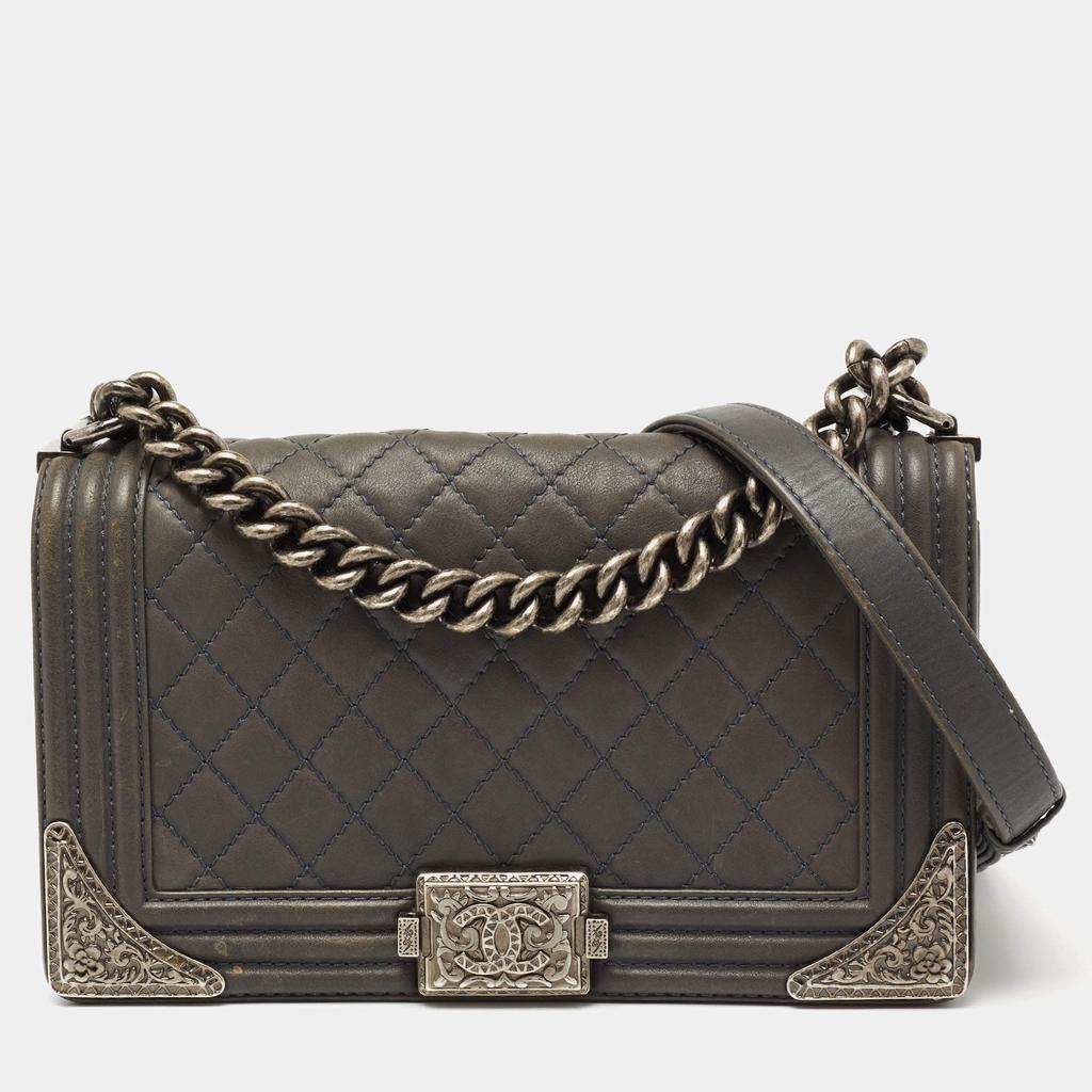 Chanel Grey Quilted Leather Medium Paris Dallas Boy Flap Bag商品第1张图片规格展示