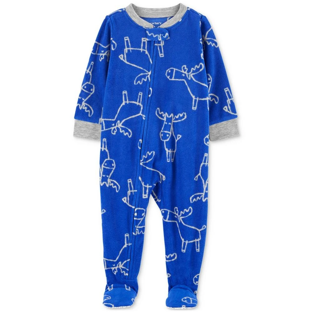 商品Carter's|Toddler One-Piece Moose-Print Fleece Footed Pajamas,价格¥81,第1张图片