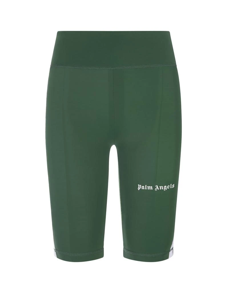 商品Palm Angels|Palm Angels Woman Dark Green Short Sports Leggings With Logo,价格¥1404,第1张图片