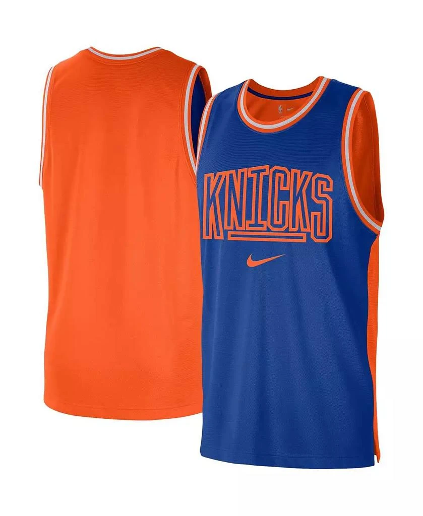 商品NIKE|Men's Blue and Orange New York Knicks Courtside Versus Force Split DNA Performance Mesh Tank Top,价格¥328,第1张图片