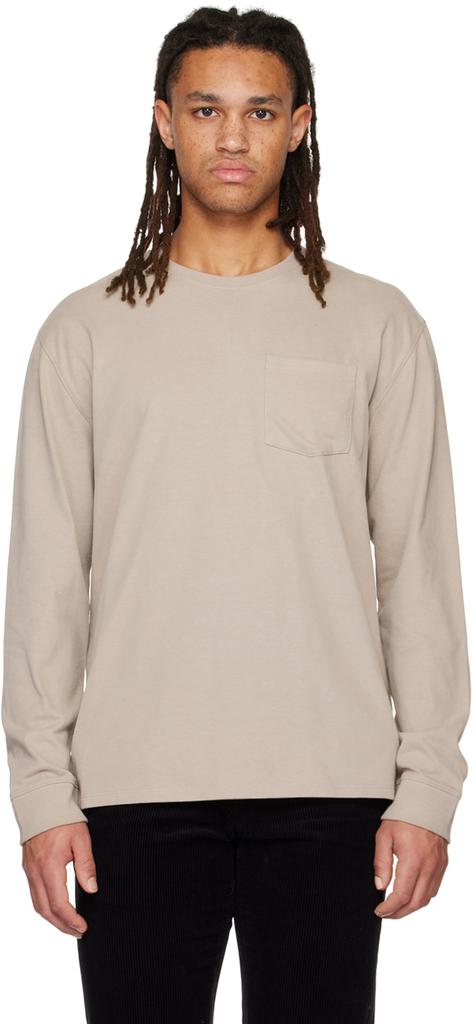Taupe Crewneck Long Sleeve T-Shirt商品第1张图片规格展示
