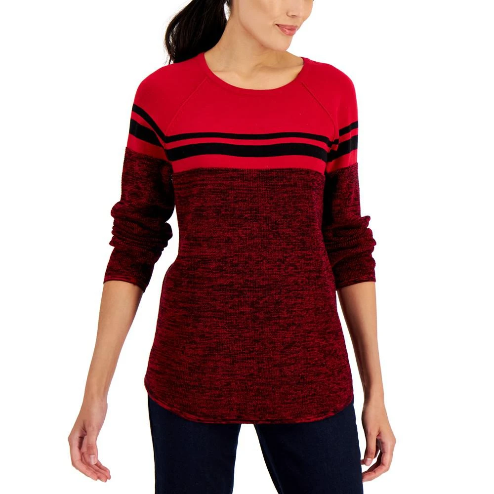 商品Karen Scott|Women's Cotton Colorblocked Sweater, Created for Macy's,价格¥64,第1张图片