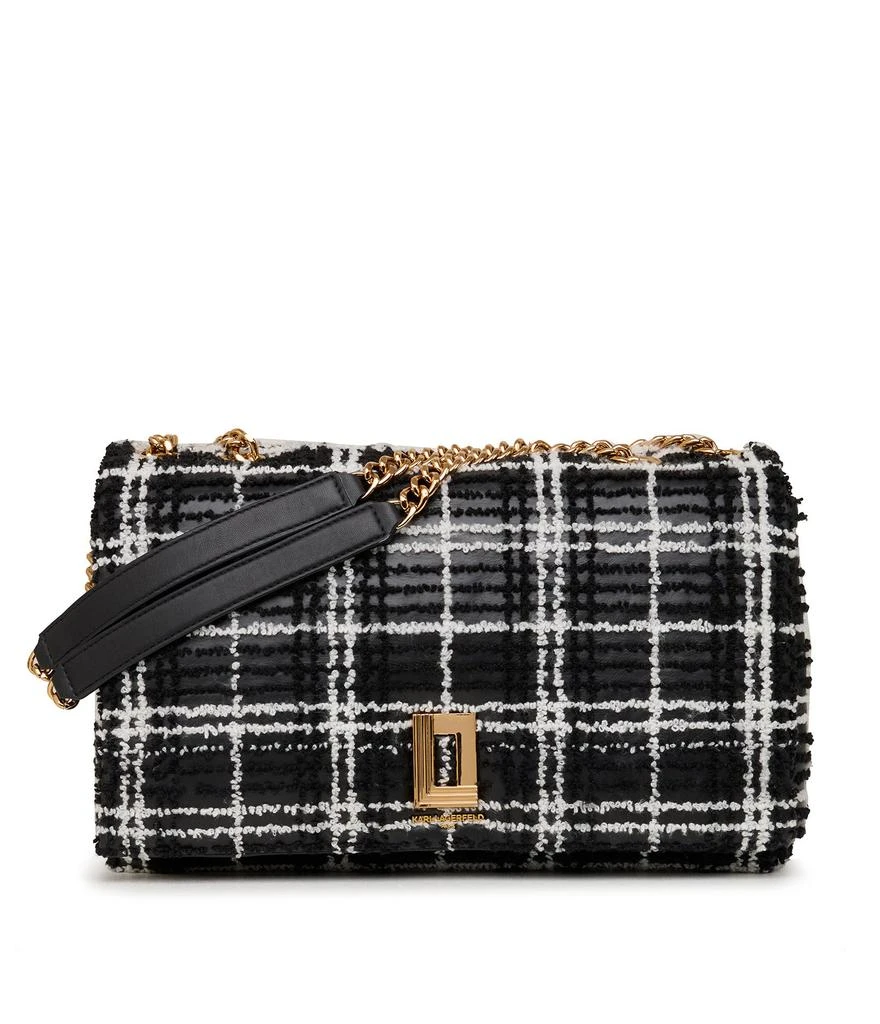 商品Karl Lagerfeld Paris|LAFAYETTE CHENILLE PLAID SHOULDER BAG,价格¥1665,第1张图片