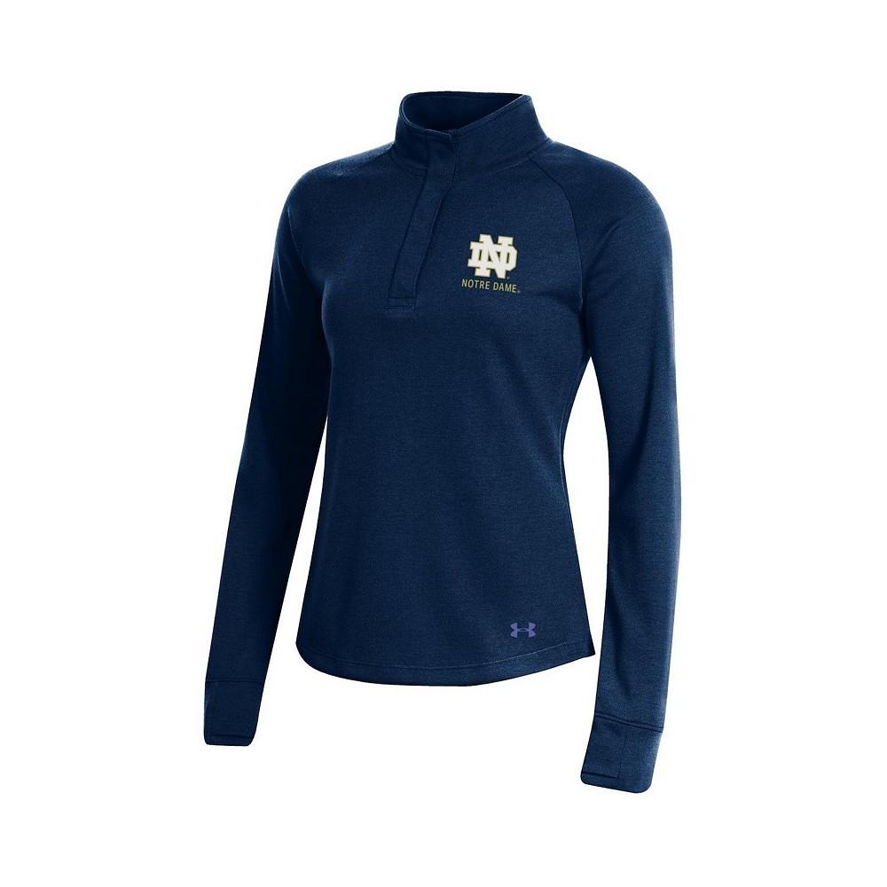 Women's Navy Notre Dame Fighting Irish Double-Knit Jersey Quarter-Snap Pullover Jacket商品第3张图片规格展示