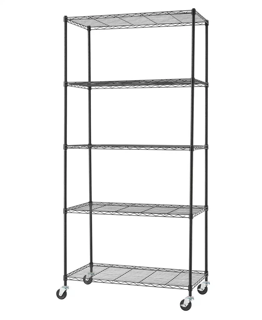 商品TRINITY|Basics 5-Tier Wire Shelving Rack with NSF Includes Wheels,价格¥1629,第1张图片