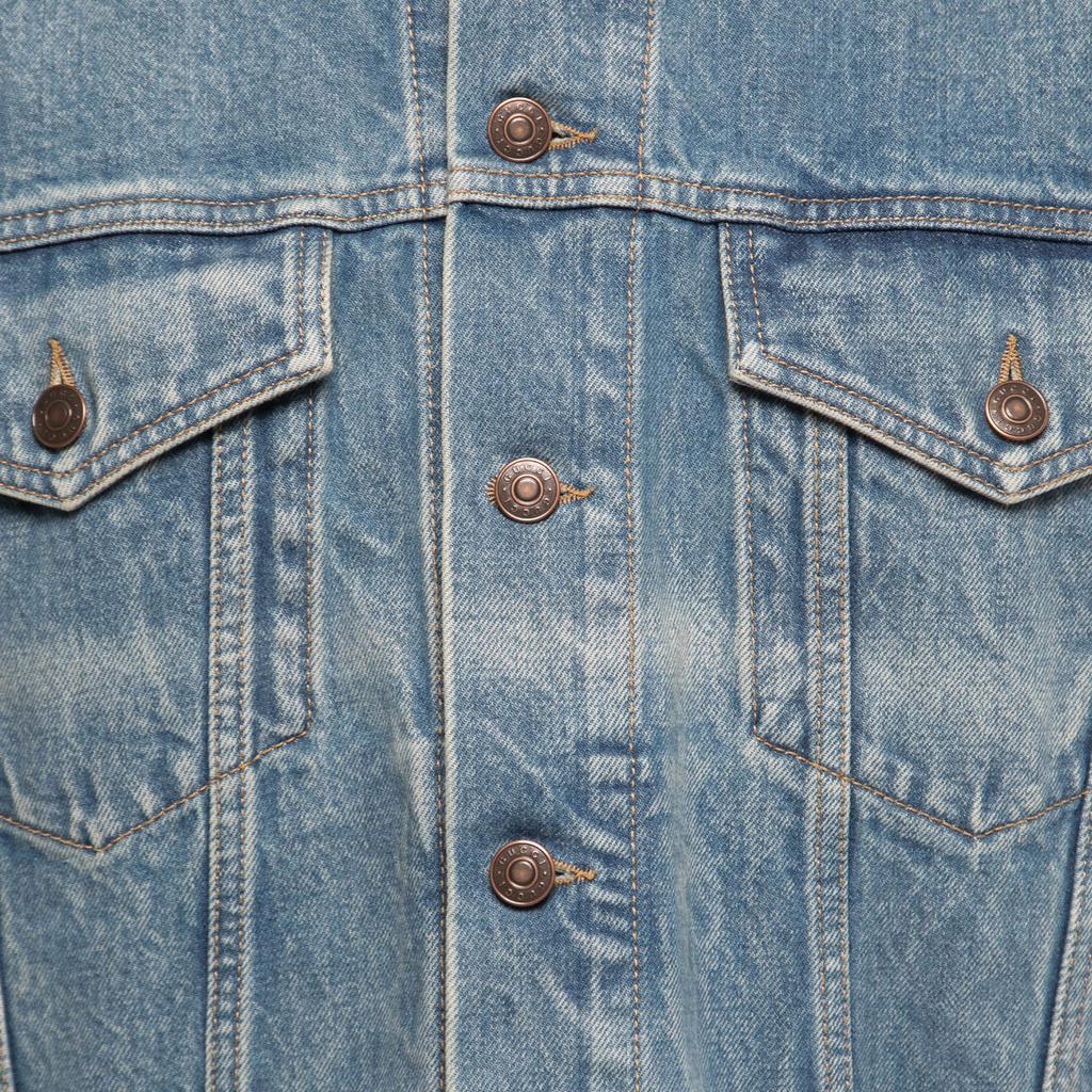 Gucci Blue Denim Embroidered Sleeveless Oversized Jacket S商品第3张图片规格展示
