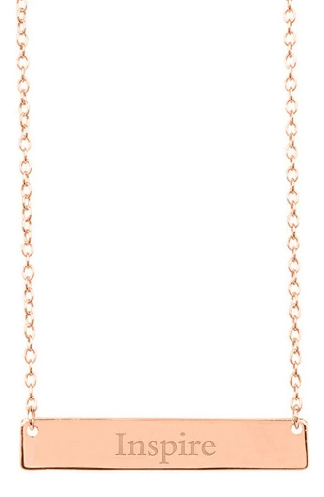商品Sterling Forever|Inspirational 14K Rose Gold Plated Sterling Silver Bar Pendant Necklace,价格¥261,第1张图片