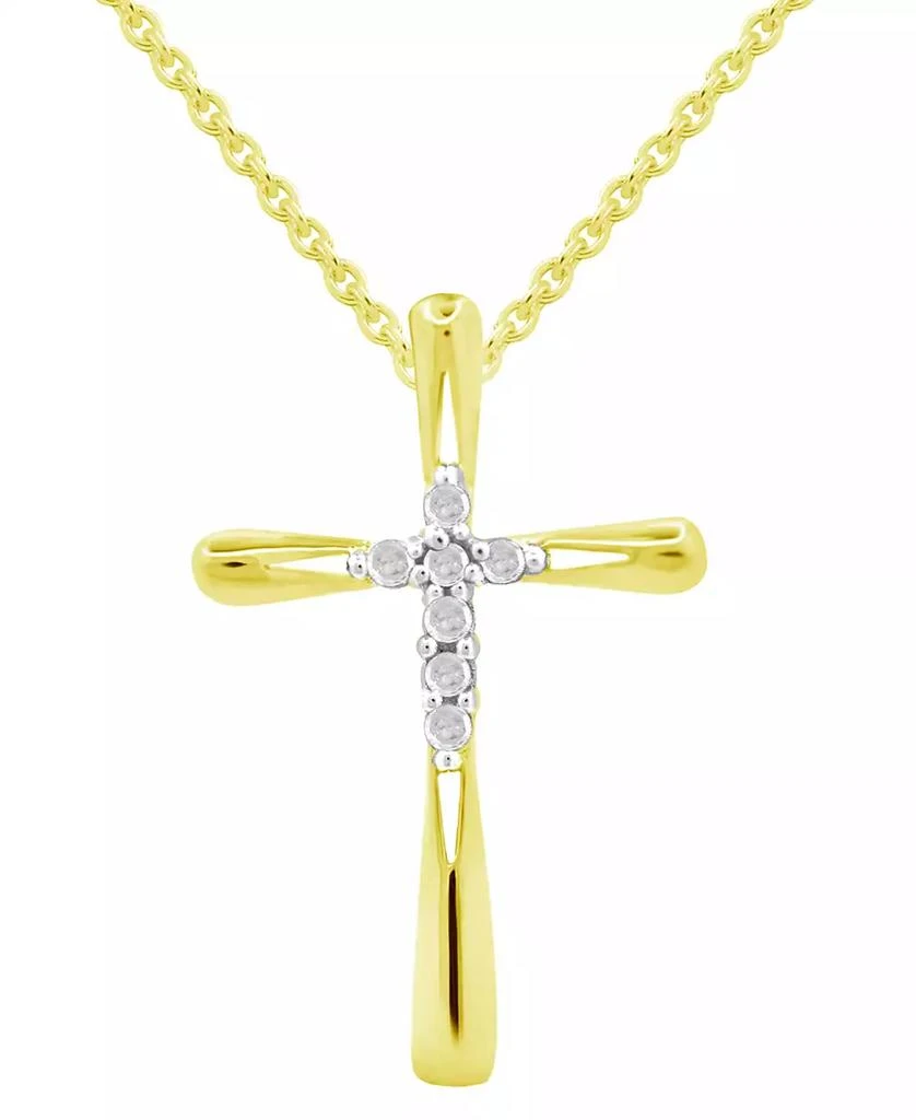 商品Macy's|Diamond Cross 18" Pendant Necklace (1/10 ct. t.w.) in 14k Gold-Plated Sterling Silver,价格¥743,第1张图片