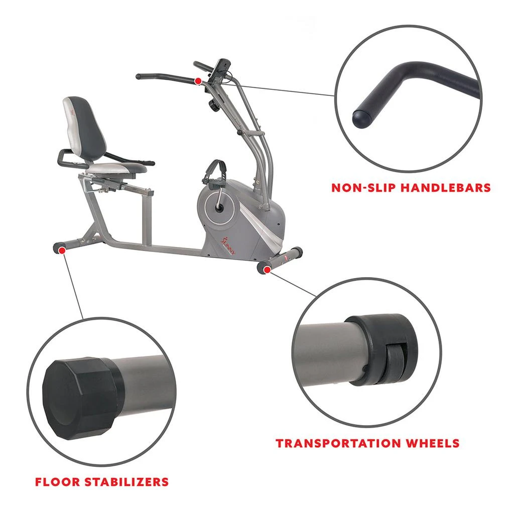 商品Sunny Health & Fitness|Cross Trainer Magnetic Recumbent Bike with Arm Exercisers,价格¥2975,第5张图片详细描述