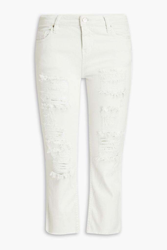 Cropped distressed  mid-rise straight-leg jeans商品第1张图片规格展示