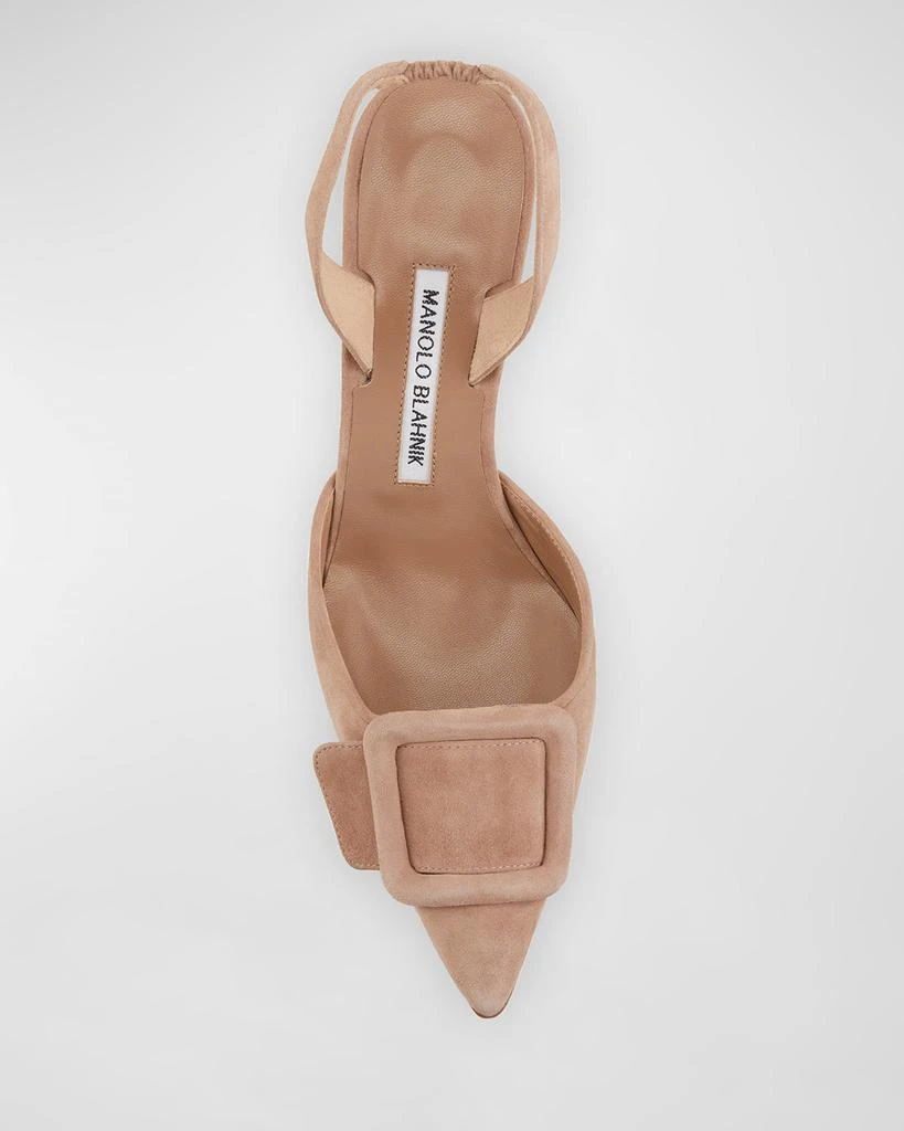 商品Manolo Blahnik|Maysli Suede Buckle Slingback Pumps,价格¥7136,第3张图片详细描述