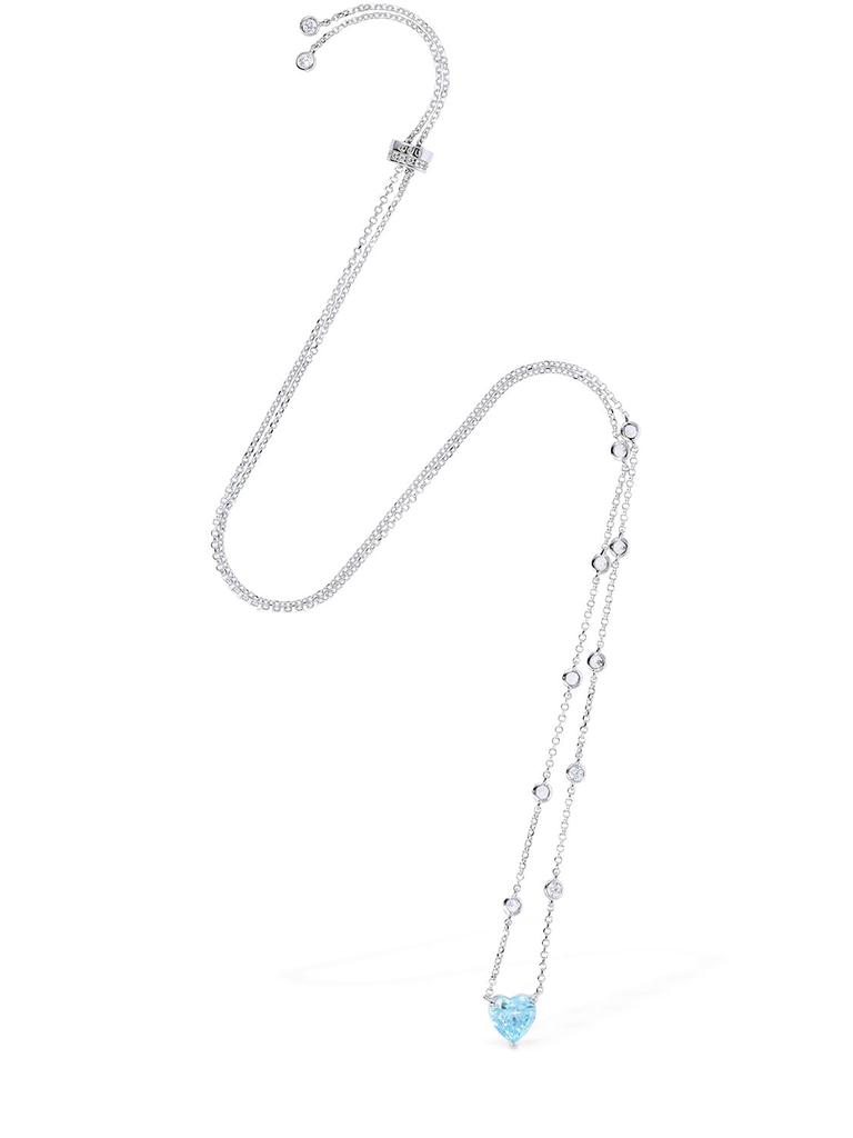 Blue Crystal Heart Adjustable Necklace商品第2张图片规格展示