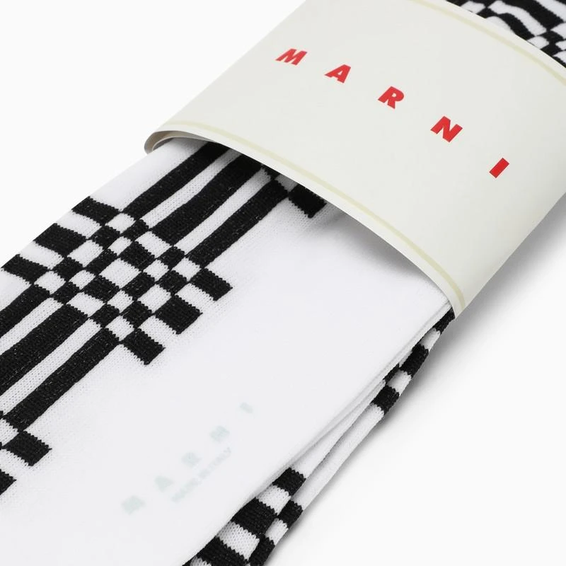 商品Marni|WHITE/BLACK CHECK PATTERN SHORT SOCKS,价格¥837,第3张图片详细描述