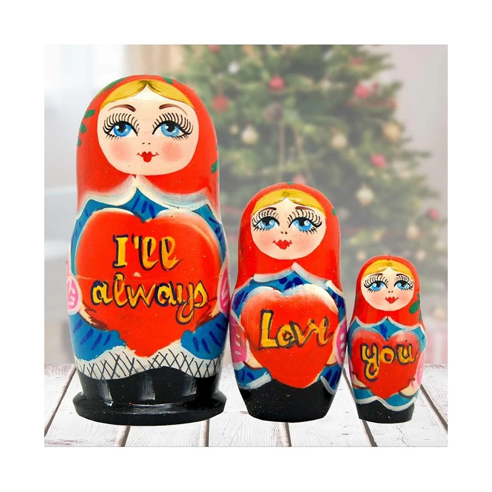 商品G.DeBrekht|I Will Always Love You Matreshka Holiday Nesting Hand-Painted Doll, Set of 3,价格¥142,第4张图片详细描述