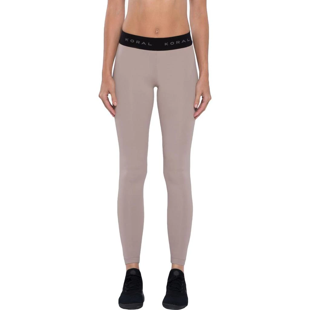 商品Koral|Koral Aden Women's Mid-Rise Logo Trim Coated Activewear Fitness Leggings,价格¥144,第1张图片