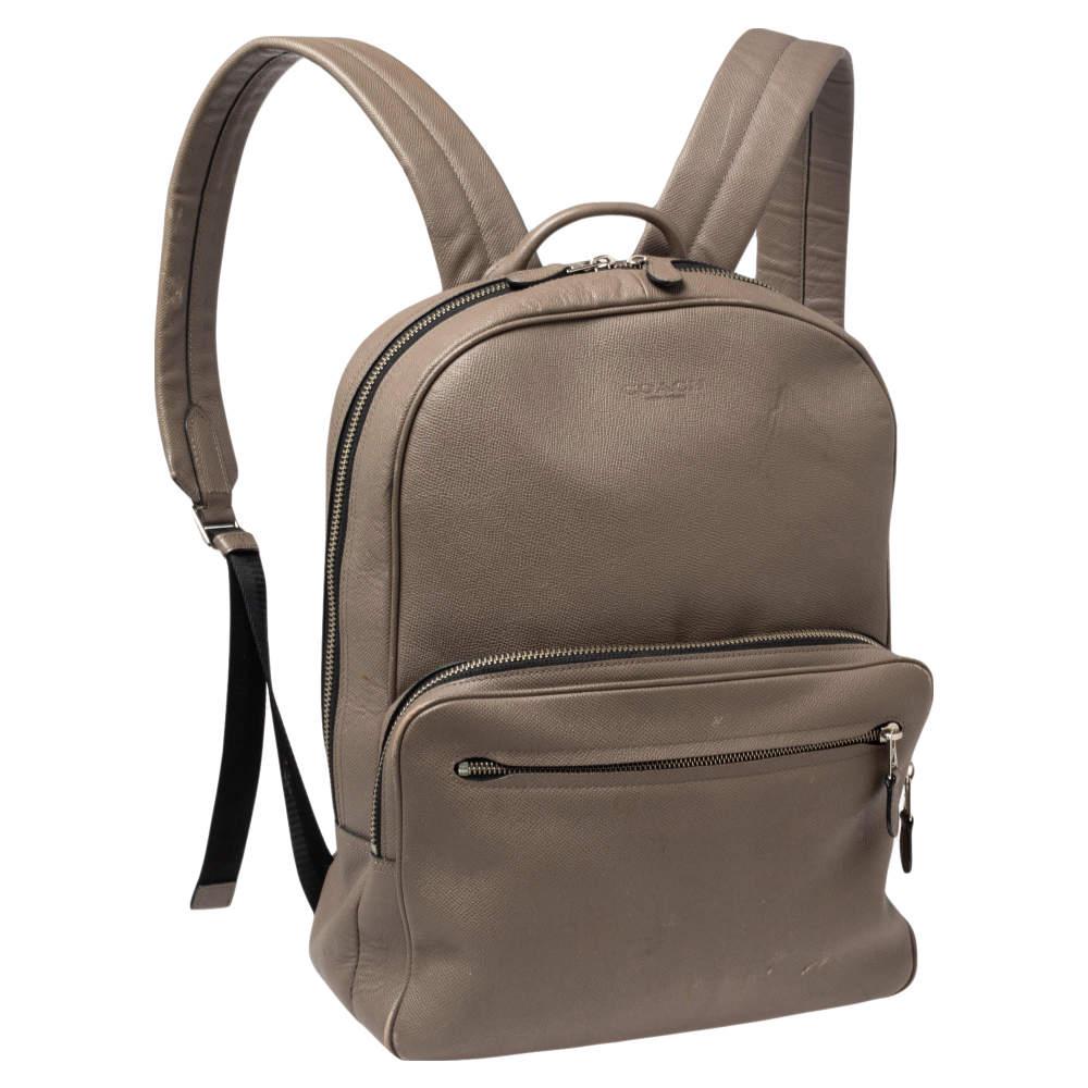 Coach Taupe Leather Backpack商品第3张图片规格展示