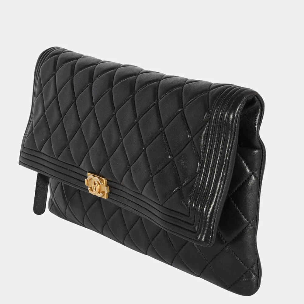 商品[二手商品] Chanel|Chanel Black Quilted Lambskin Boy Fold-Over Clutch,价格¥20225,第2张图片详细描述