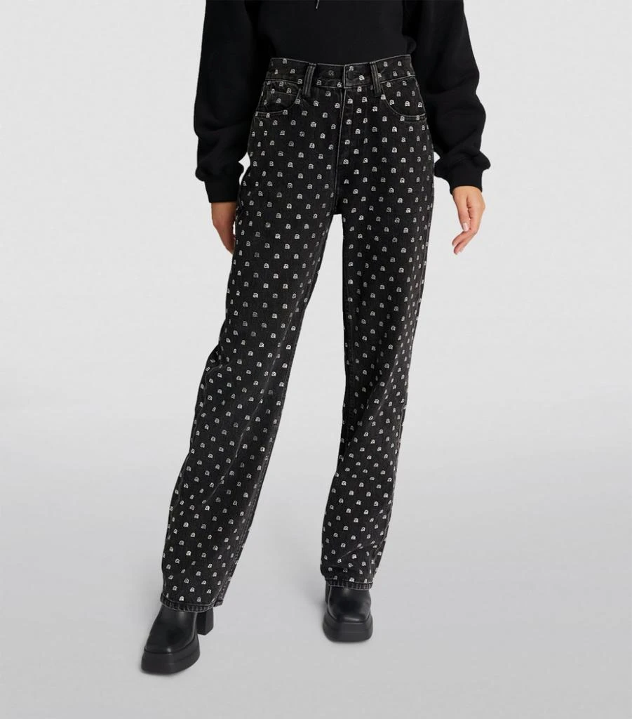 商品Alexander Wang|Crystal-Embellished Logo Jeans,价格¥10414,第3张图片详细描述