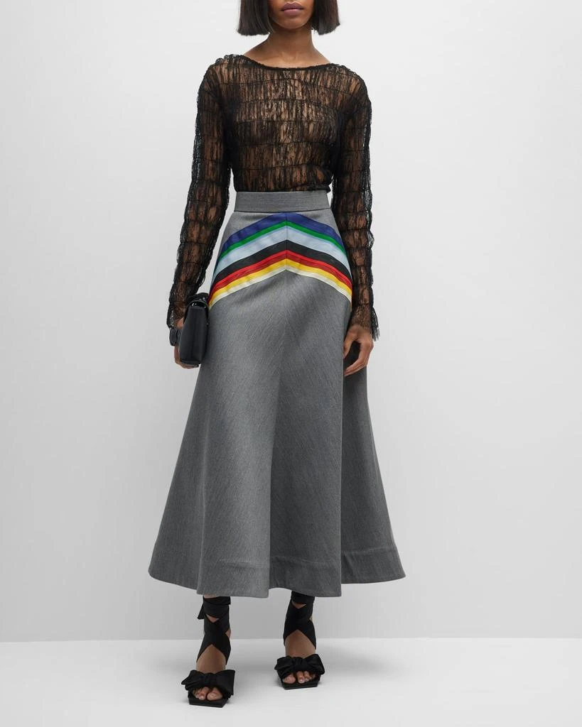 商品Rosie Assoulin|Chevron A-Line Midi Skirt,价格¥2887,第3张图片详细描述
