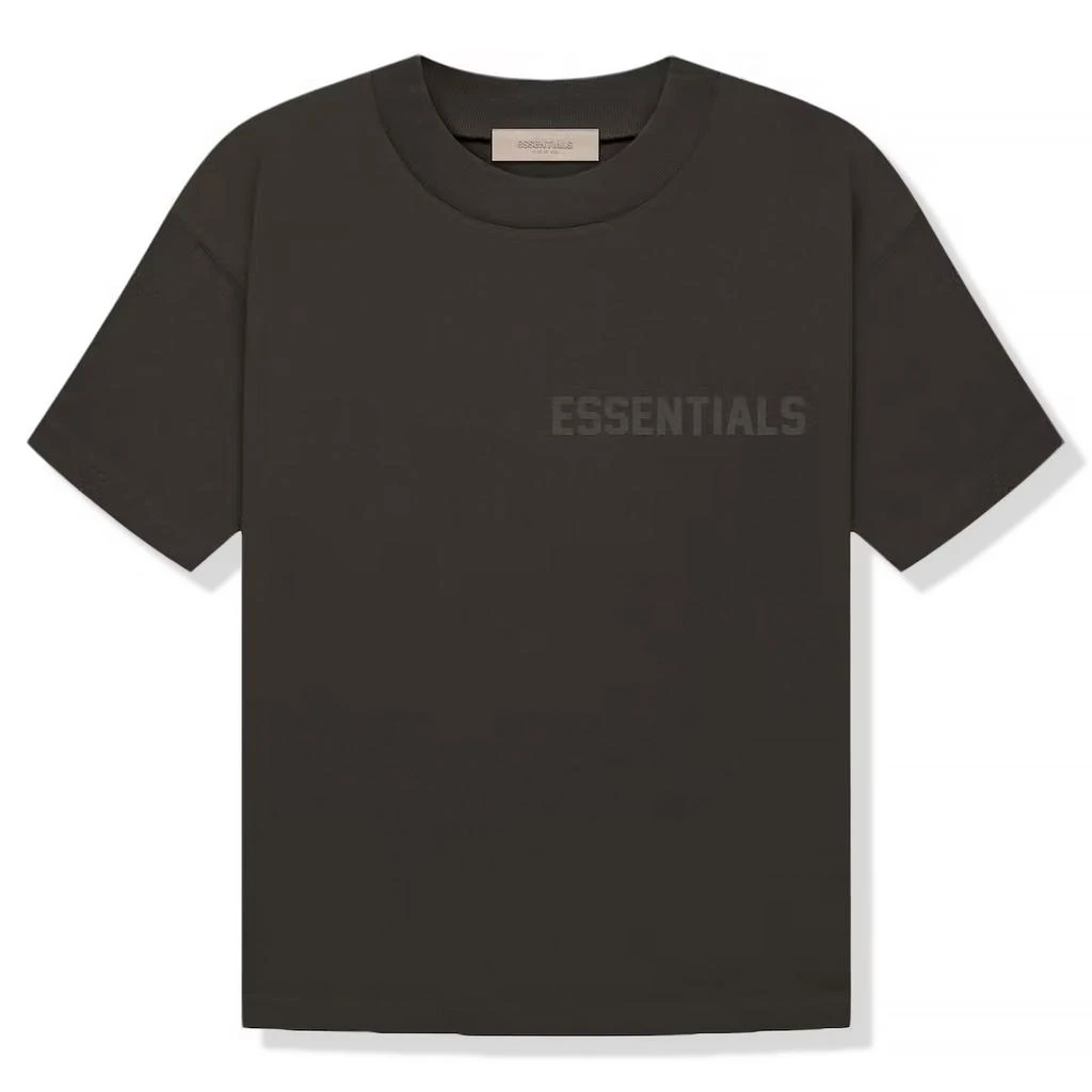 商品Essentials|Fear Of God Essentials Logo Flocked Off Black T Shirt,价格¥1131,第1张图片