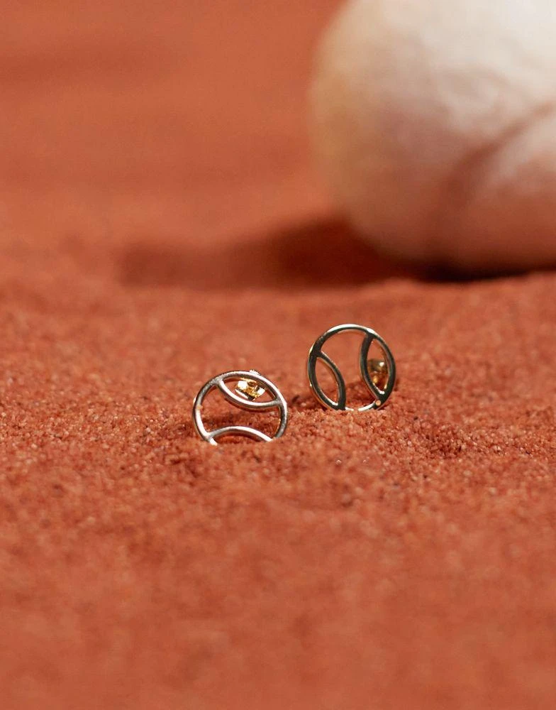 商品Pieces|Pieces Sport Core tennis ball stud earrings in gold,价格¥48,第2张图片详细描述