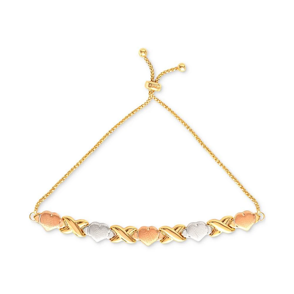 商品Macy's|Hearts & Kisses Bolo Bracelet in 18k Tri-Color 14k Gold-Plated Sterling Silver,价格¥912,第3张图片详细描述