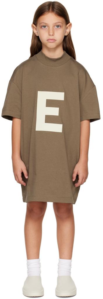 Kids Brown 'E' T-Shirt Dress商品第1张图片规格展示