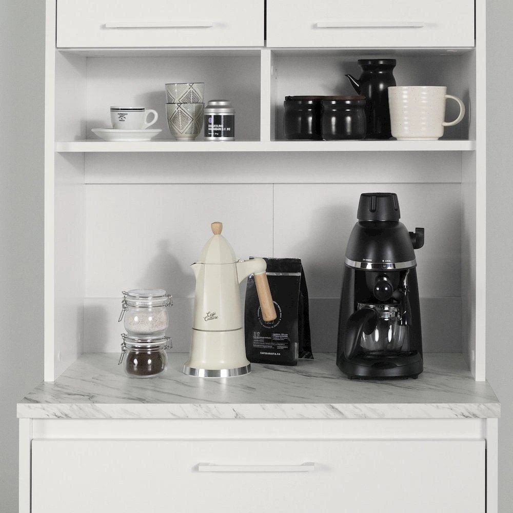 商品South Shore Furniture|Myro Pantry Cabinet, Faux White Marble and White,价格¥3483,第4张图片详细描述