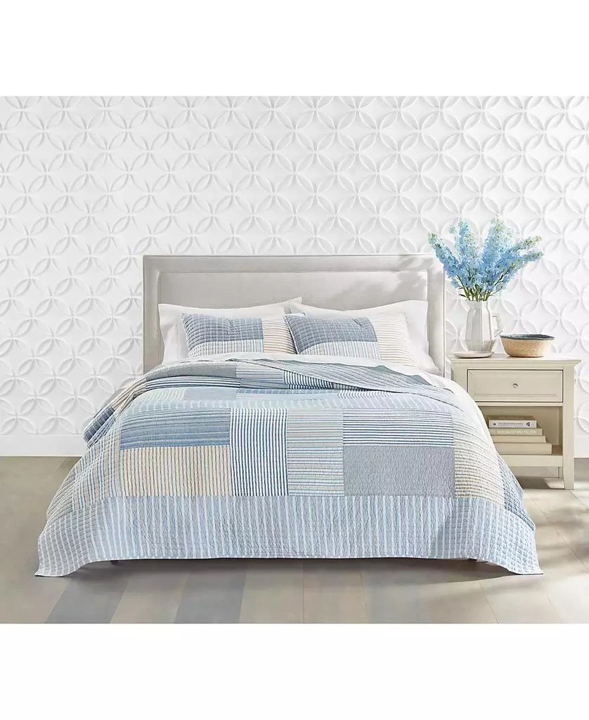 商品Charter Club|LAST ACT! Seaside Stripe Patchwork Cotton Quilt, Full/Queen, Exclusively at Macy’s,价格¥292,第4张图片详细描述