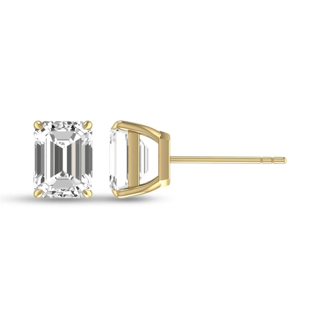 商品Lab Grown Diamonds|Lab Grown 1 CTW Emerald Cut Solitaire Diamond Earrings in 14K Yellow Gold,价格¥15782,第4张图片详细描述