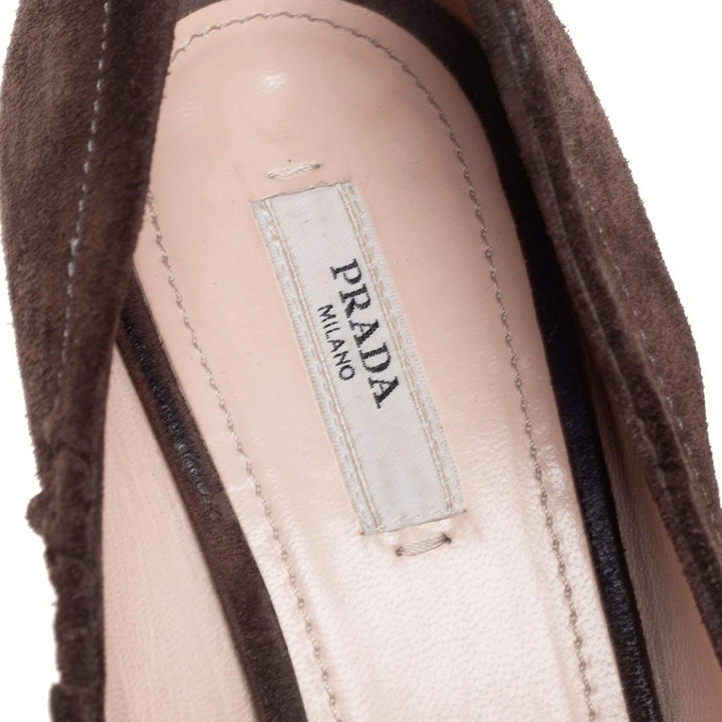 Prada Dark Brown Pleated Suede Pointed Toe Bow Pumps Size 39.5 商品