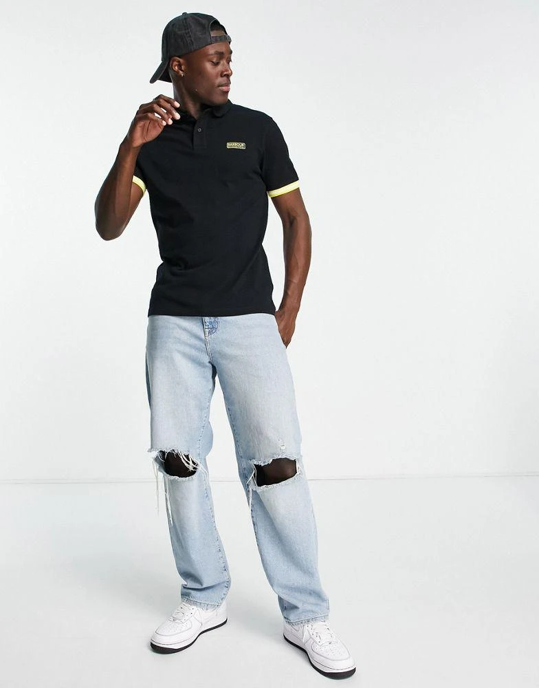 商品Barbour|Barbour International Legacy tipped polo in black,价格¥480,第4张图片详细描述
