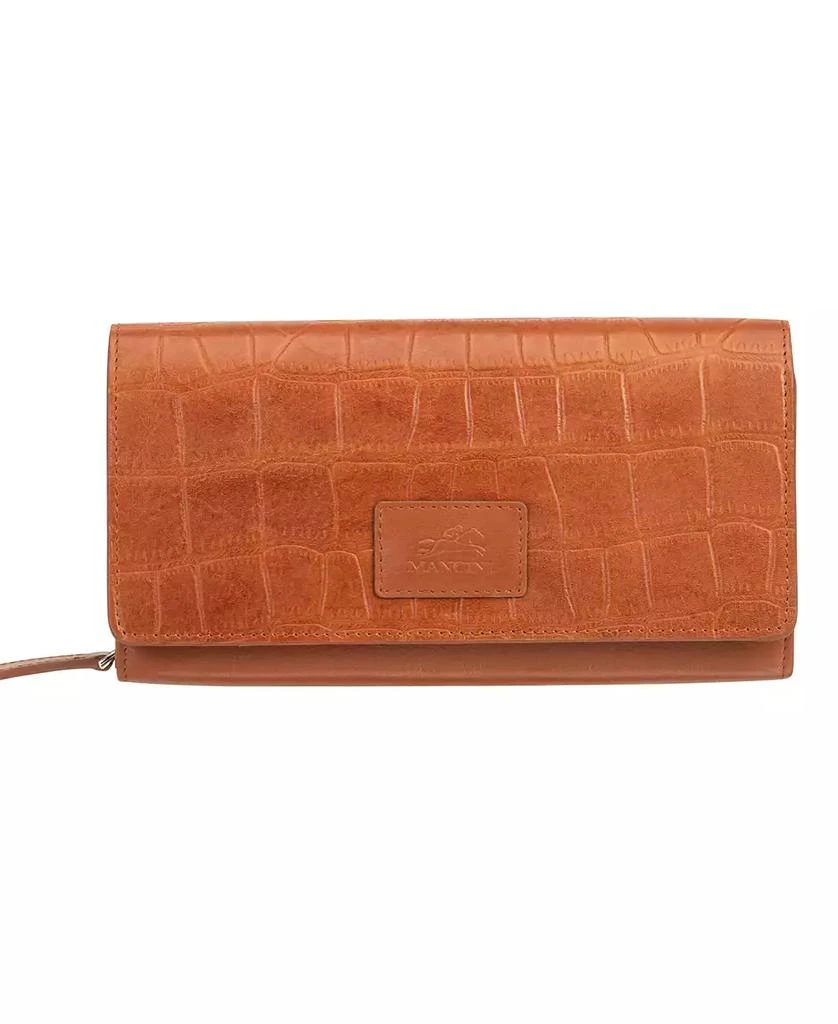 商品Mancini Leather Goods|Women's Croco Collection RFID Secure Clutch Wallet,价格¥783,第1张图片