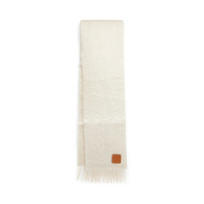 罗意威 男女通用马海毛羊毛徽标贴片流苏边围巾（五色可选） 商品