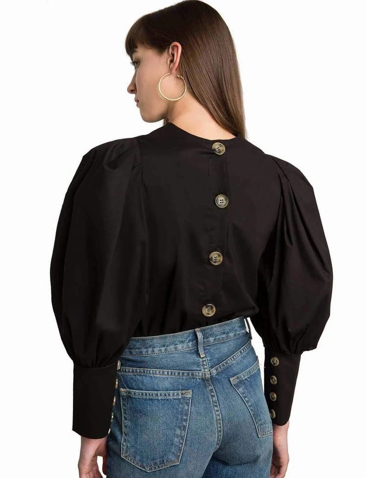 商品Pixie Market|Taylor Black Puffy Sleeve Button Shirt,价格¥820,第2张图片详细描述