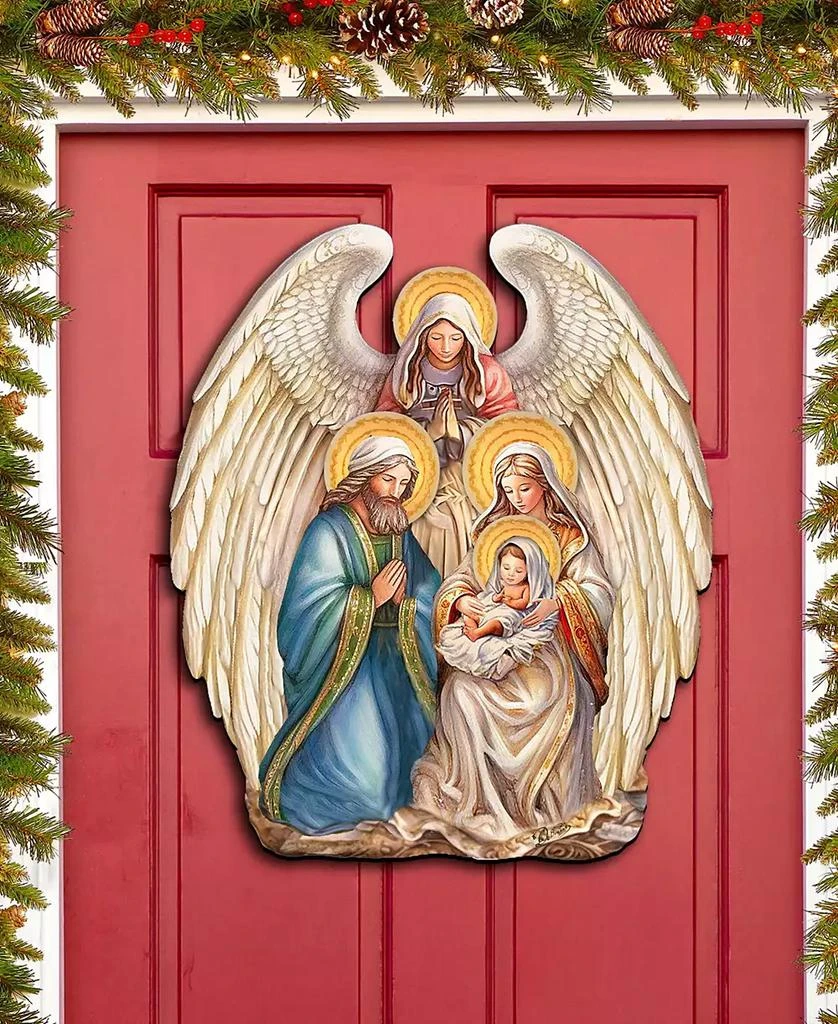商品Designocracy|Nativity with Angel Christmas Wooden Door Decor Wall Decor G. DeBrekht,价格¥989,第2张图片详细描述