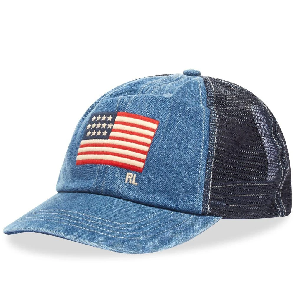 商品Ralph Lauren|Polo Ralph Lauren Flag Denim Baseball Cap,价格¥473,第1张图片