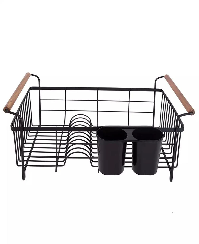 商品Kitchen Details|Acacia Wood Drying Rack with Draining Tray in Black,价格¥209,第1张图片