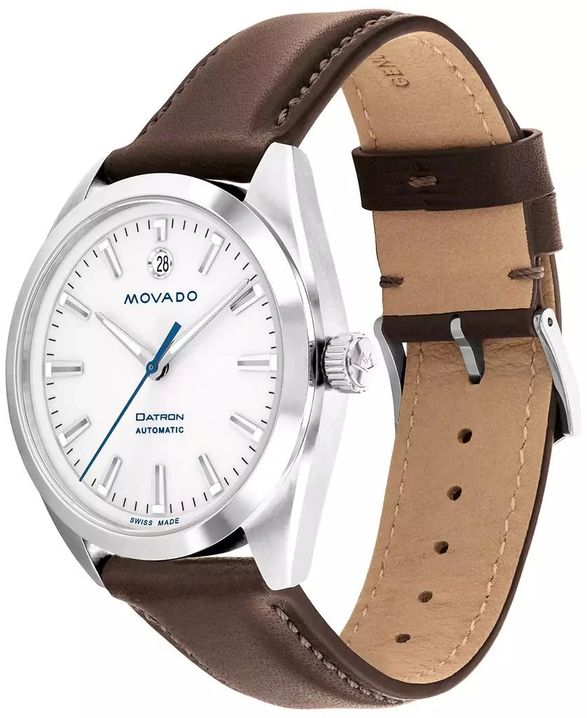 商品Movado|Men's Heritage Datron Swiss Automatic Chocolate Genuine Leather Strap Watch 40mm,价格¥5978,第3张图片详细描述