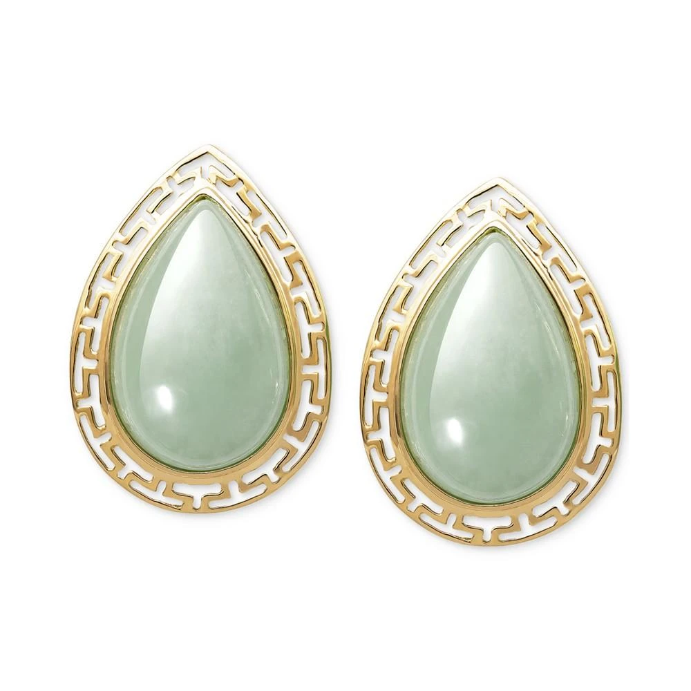 商品Macy's|Dyed Jade Greek Key Frame Stud Earrings in 14k Gold,价格¥5076,第3张图片详细描述