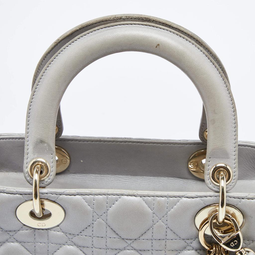 Dior Grey Cannage Leather Medium Lady Dior Tote商品第7张图片规格展示