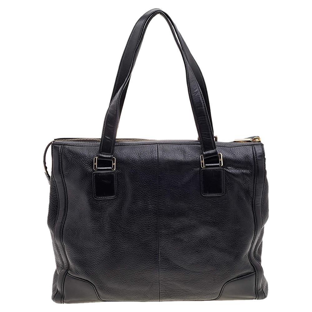 商品[二手商品] Tory Burch|Tory Burch Black Leather Top Zip Robinson Tote,价格¥2499,第6张图片详细描述