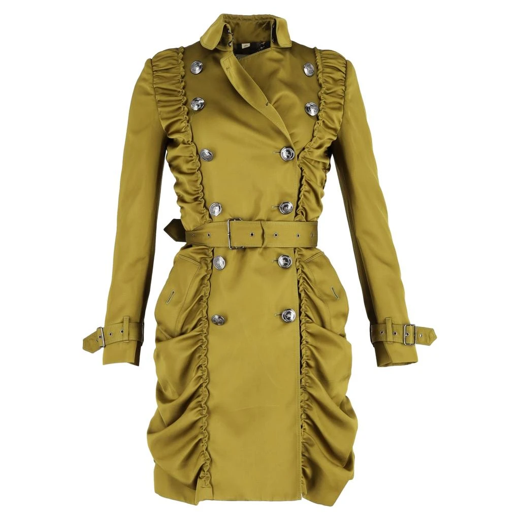 商品[二手商品] Burberry|Ruched Double-Breasted Trench Coat in Green Polyester,价格¥5009,第1张图片