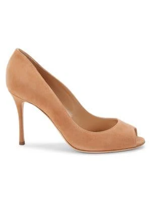 商品Sergio Rossi|Suede Peep Toe Pumps,价格¥1227,第1张图片