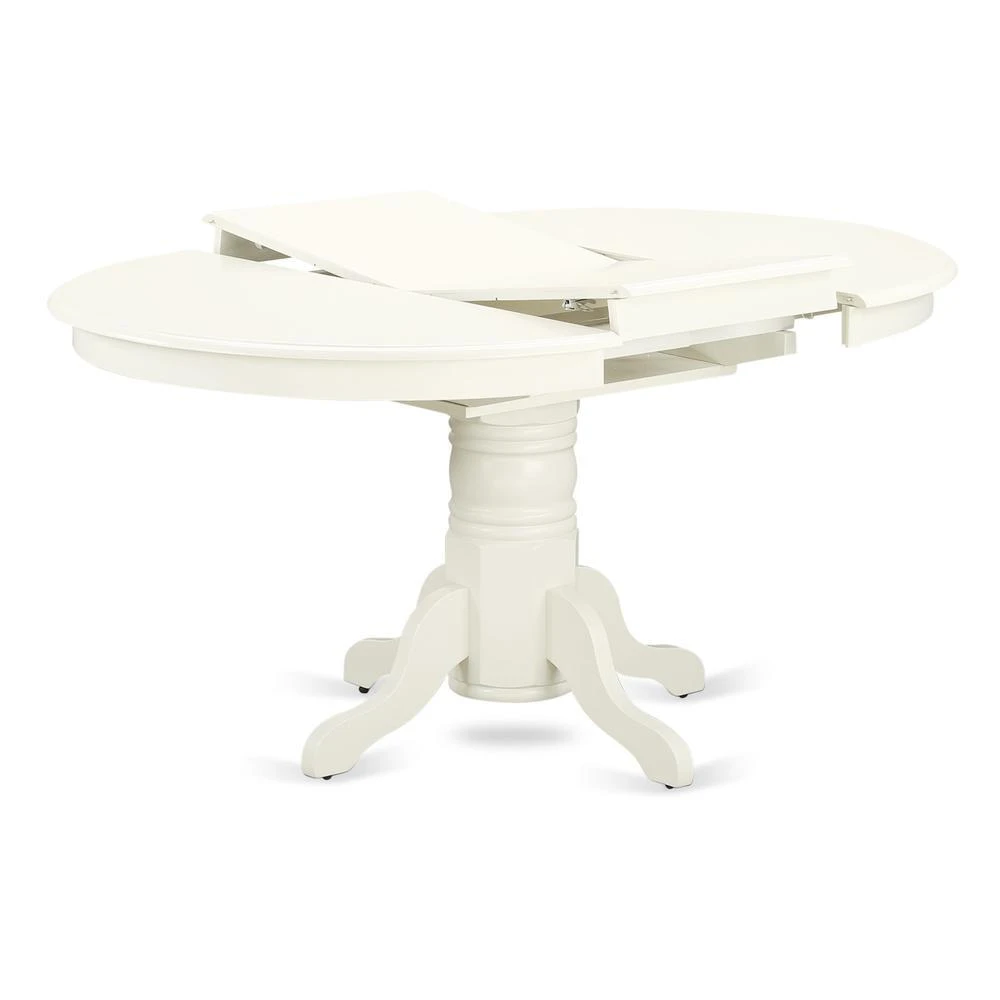 商品East West Furniture|- AVVA7-LWH-W - 7-Piece Kitchen Table Set- 6 Modern Dining Chairs with Wooden Seat and Slatted Chair Back - Butterfly Leaf Kitchen Dining Table - Linen White Finish,价格¥6800,第3张图片详细描述