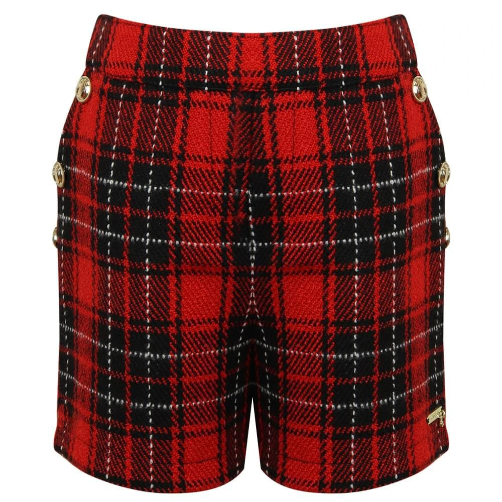商品GUESS|Red Tartan Button Detail Shorts,价格¥161,第1张图片