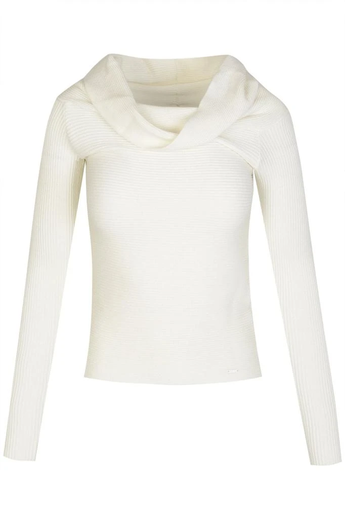 商品Armani|Jeans Women's Ribbed Pullover Cream,价格¥878,第1张图片